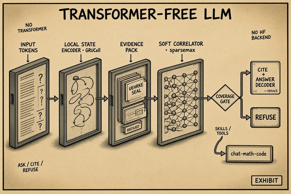 BumbleBee transformer-free LLM architecture · GRU encoder correlator coverage gate cite or refuse