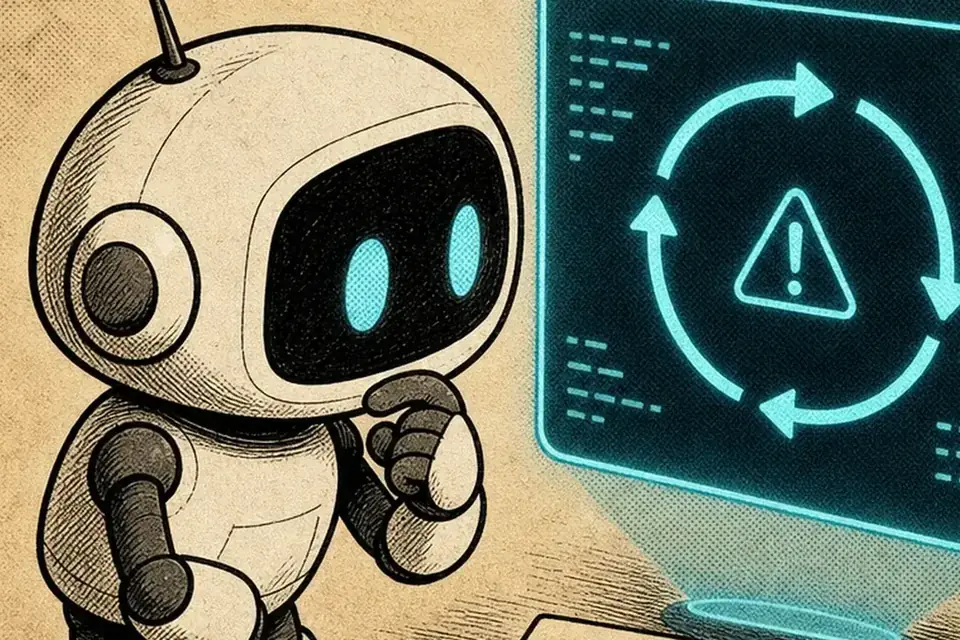 Robot inspecting a looping error terminal with a verified patch stamp